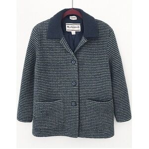 Mackintosh New England Women Med. Textured Knit Coat Shoulder‎ Pads Vintage